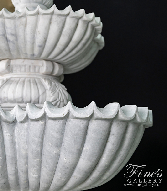 Marble Fountains  -  Luxurious Two Tiered White Marble Fountain - MF-1784